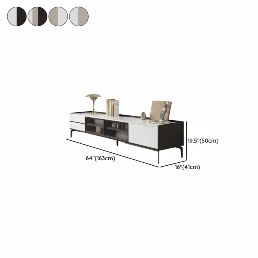 Modern Minimalist Tv Stand With Drawers And Marble Top 8
