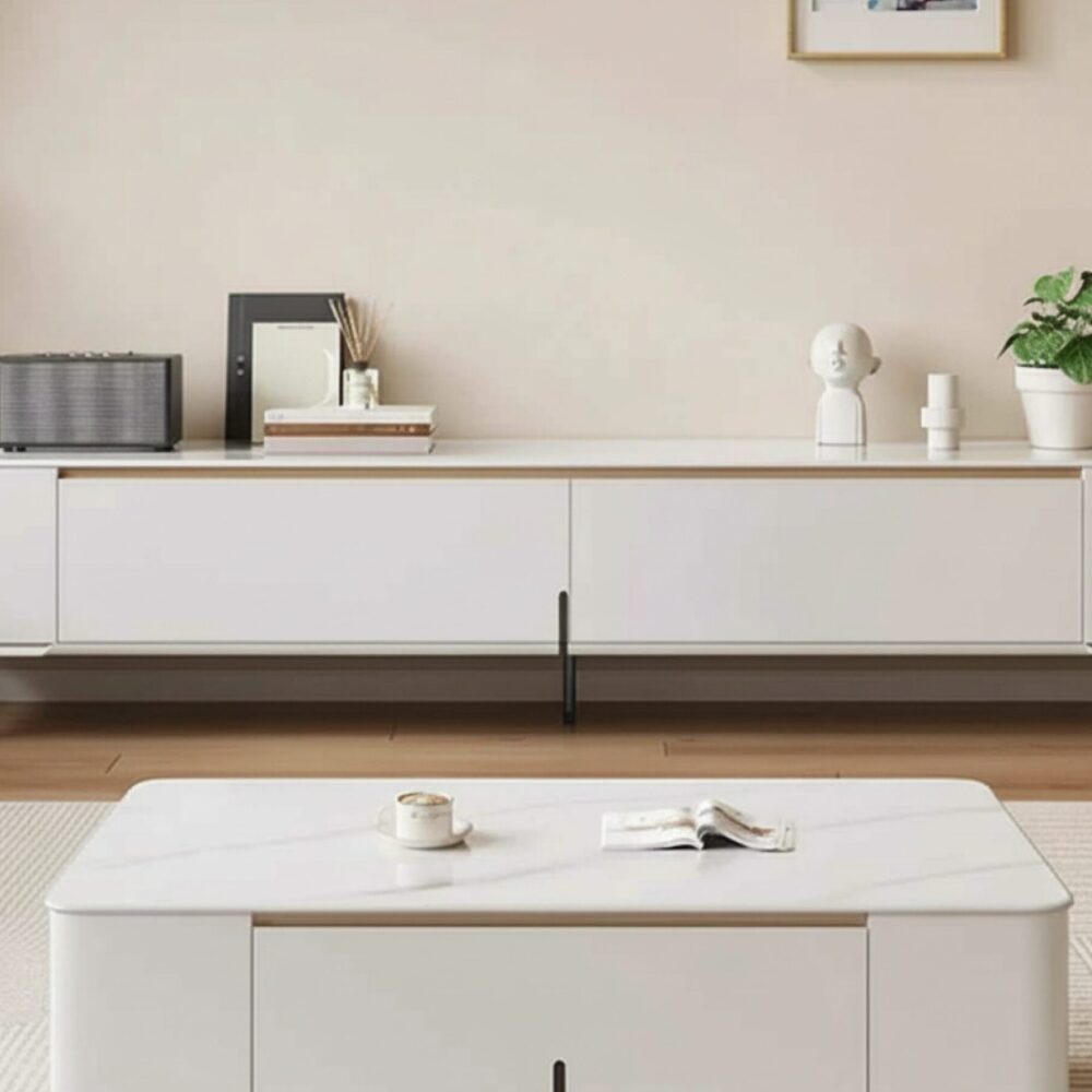 Modern Minimalist White Tv Stand With Storage 1