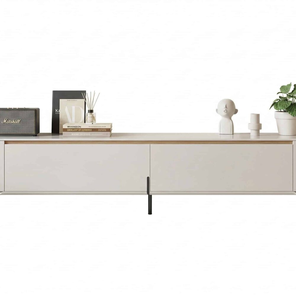 Modern Minimalist White Tv Stand With Storage 2