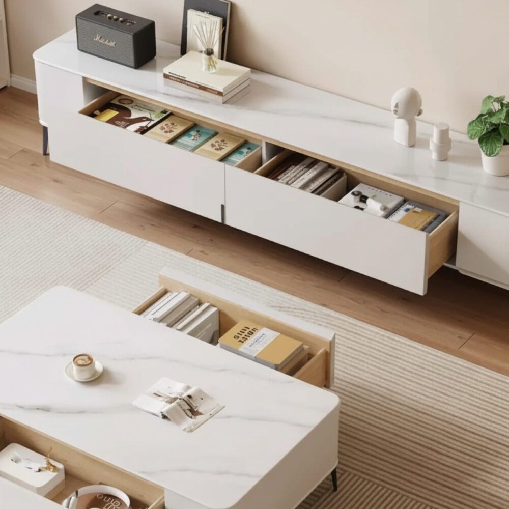 Modern Minimalist White Tv Stand With Storage 6