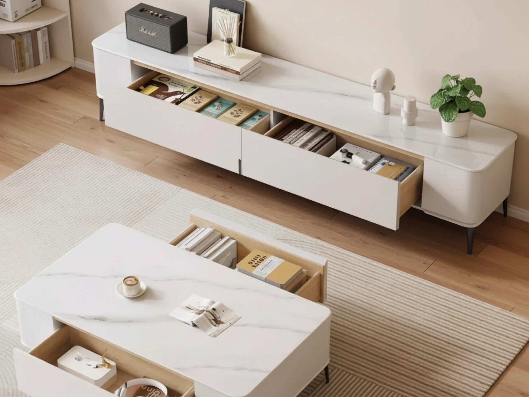 Modern Minimalist White Tv Stand With Storage 6