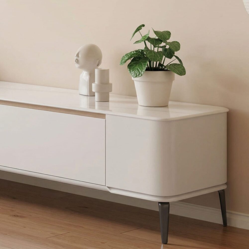 Modern Minimalist White Tv Stand With Storage 7