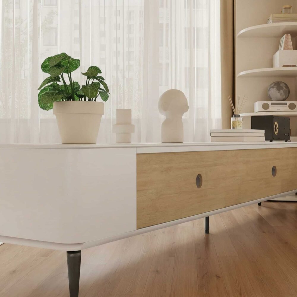 Modern Minimalist White Tv Stand With Storage 9