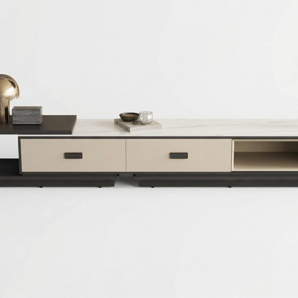 Modern Rectangle Marble Top Tv Stand With Drawers 2