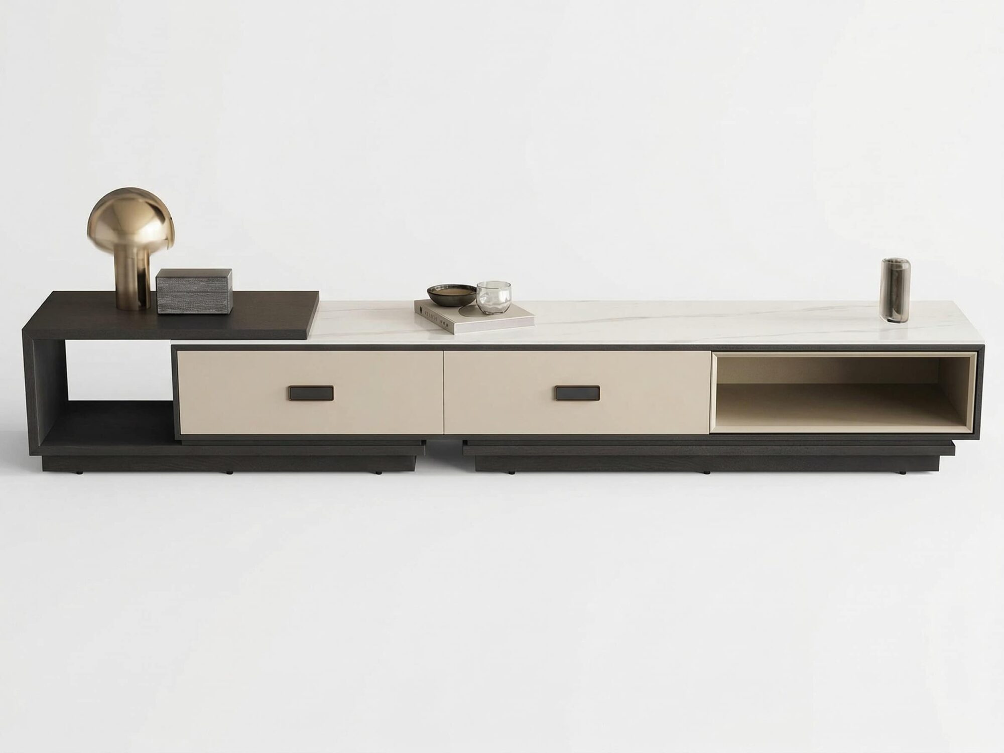 Modern Rectangle Marble Top Tv Stand With Drawers 2