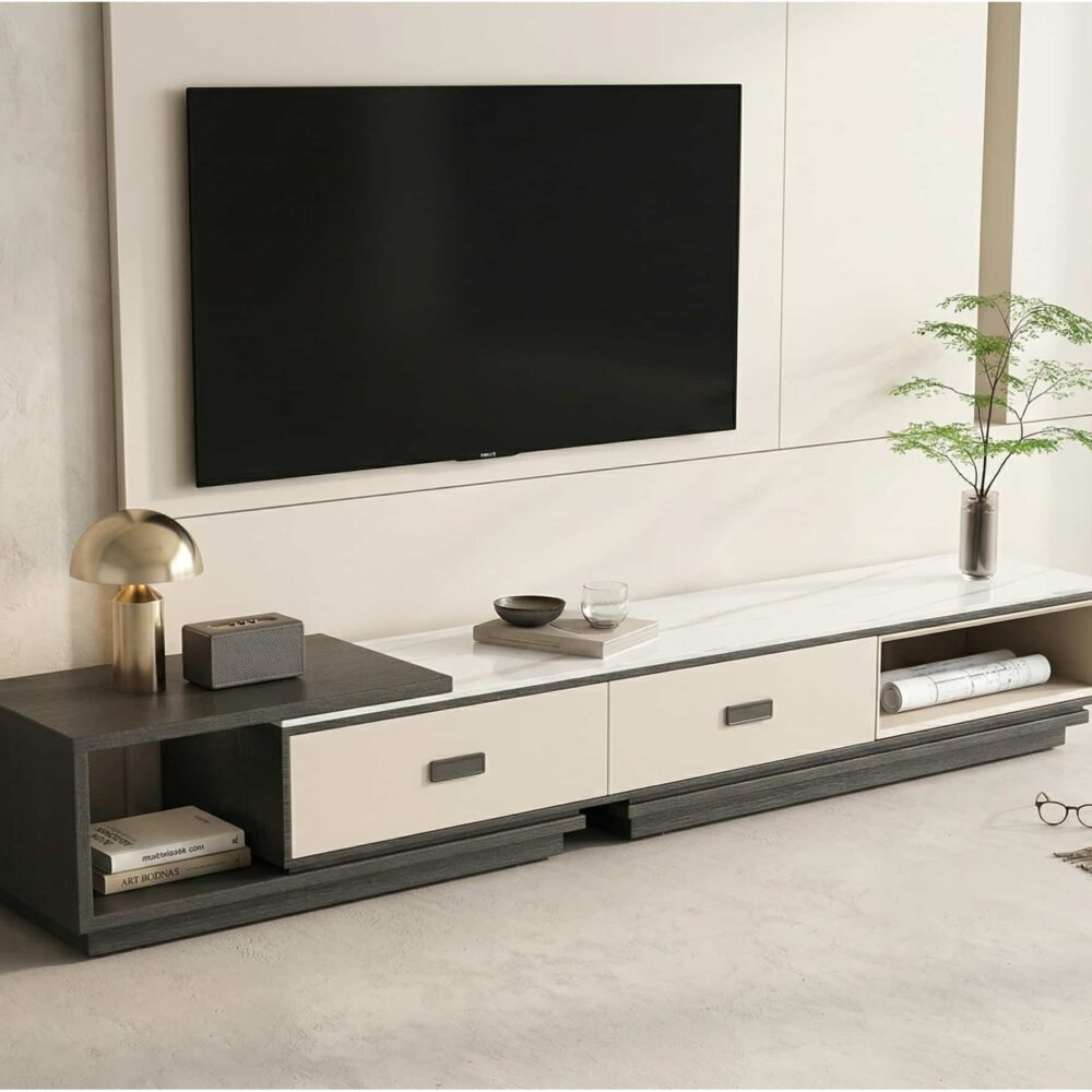 Modern Rectangle Marble Top Tv Stand With Drawers 3