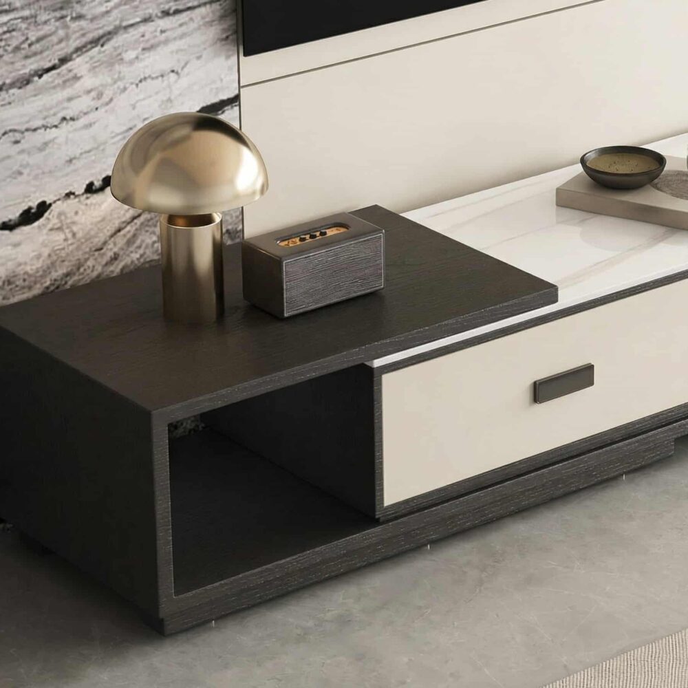 Modern Rectangle Marble Top Tv Stand With Drawers 7