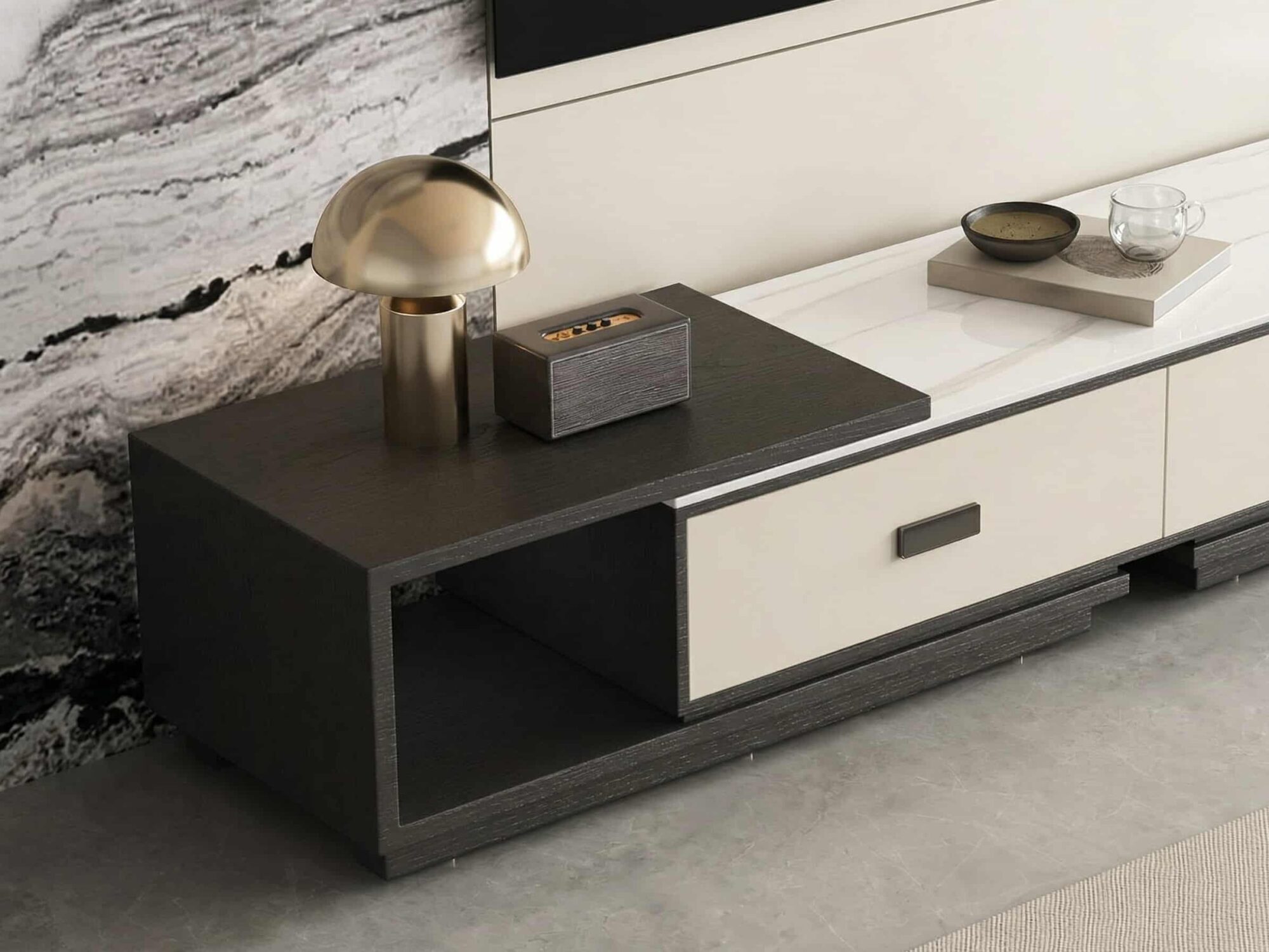 Modern Rectangle Marble Top Tv Stand With Drawers 7