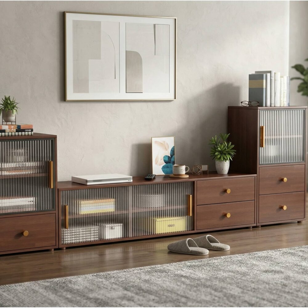 modern-walnut-wood-tv-stand-with-storage-cabinet-6 Modern Walnut Wood Tv Stand With Storage Cabinet 6