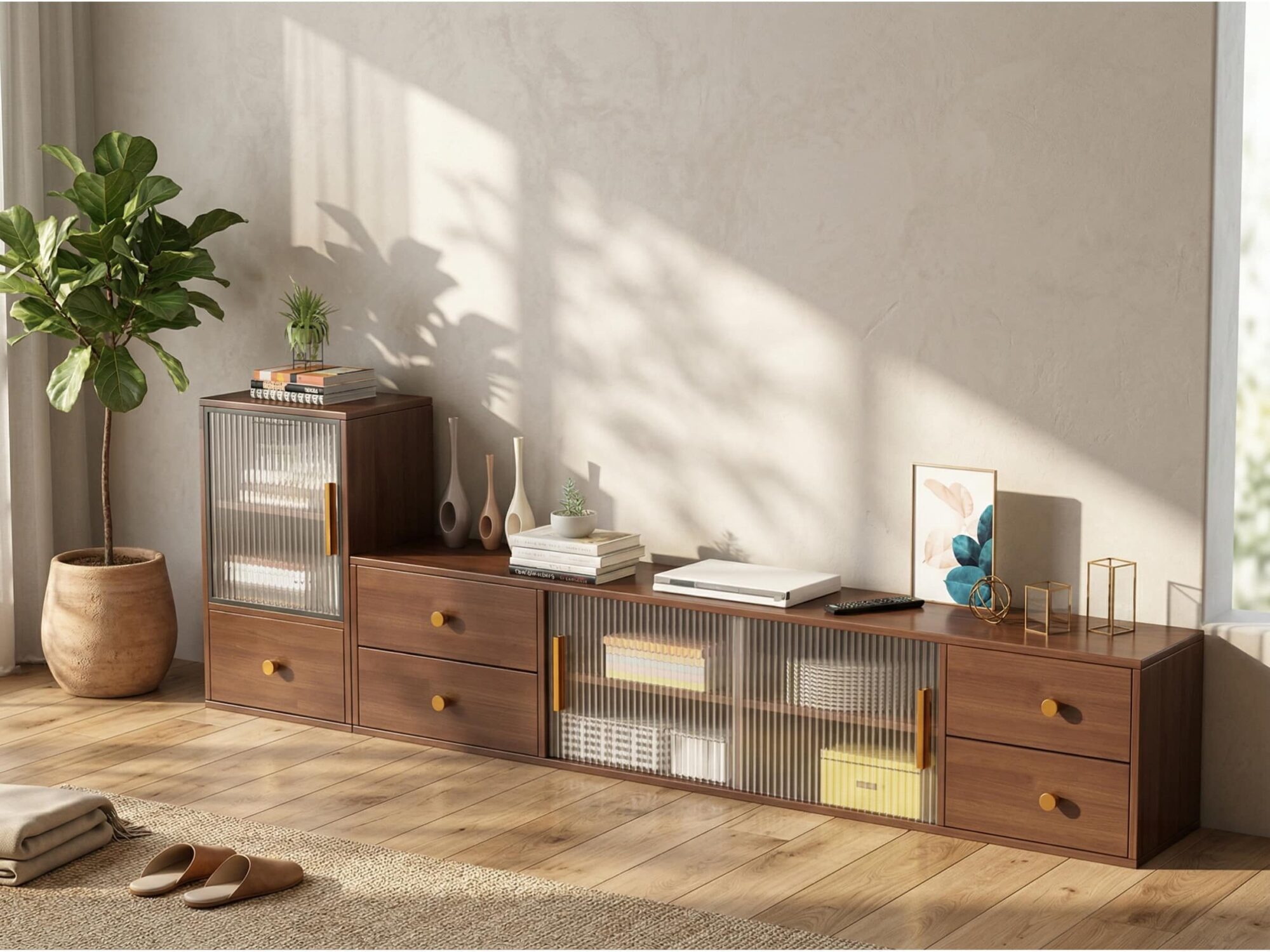 modern-walnut-wood-tv-stand-with-storage-cabinet-8 Modern Walnut Wood Tv Stand With Storage Cabinet 8