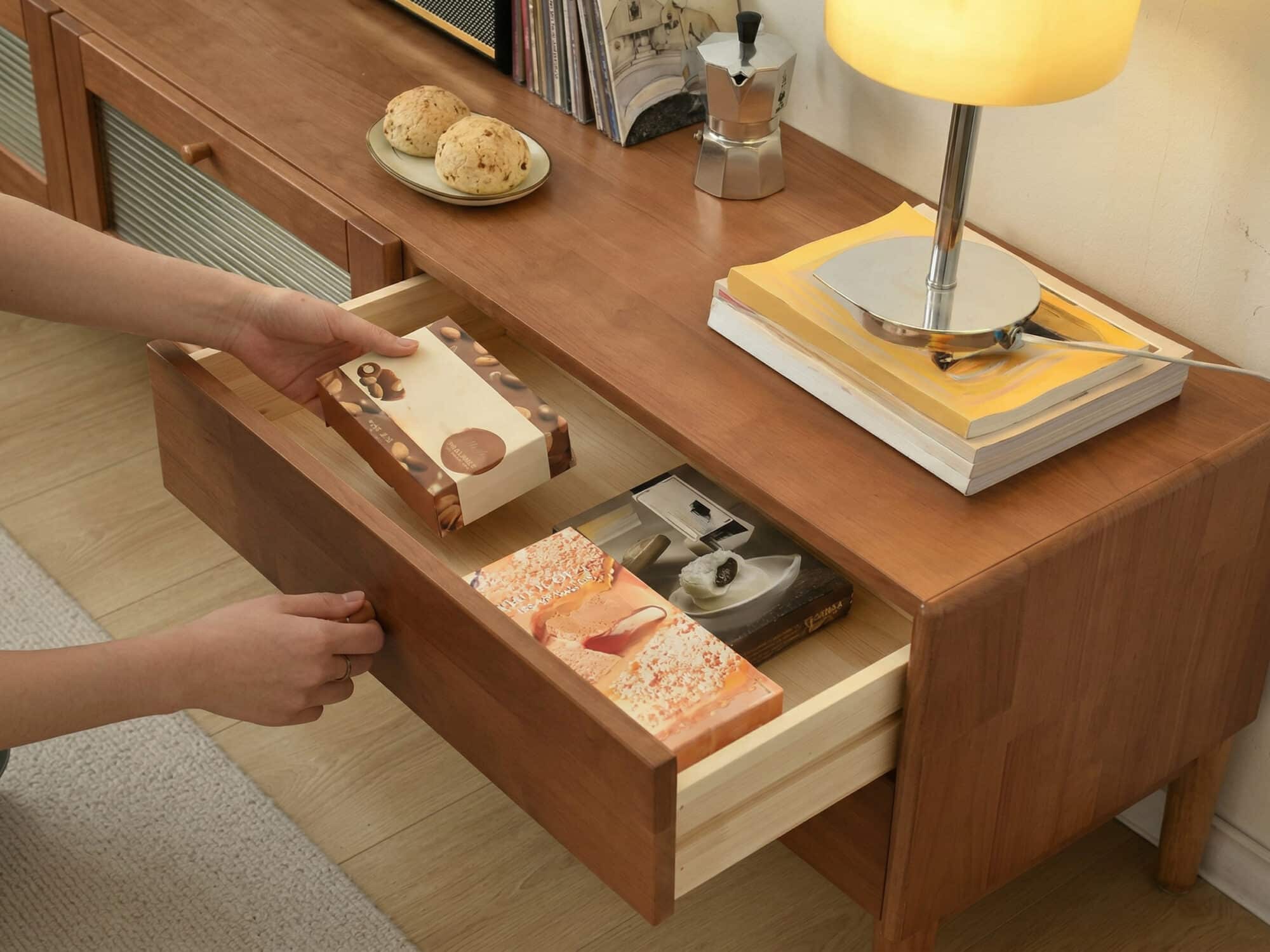 Nut-Brown Oak Medium Wood Tone TV Stand with Storage 相册图 #11 resized