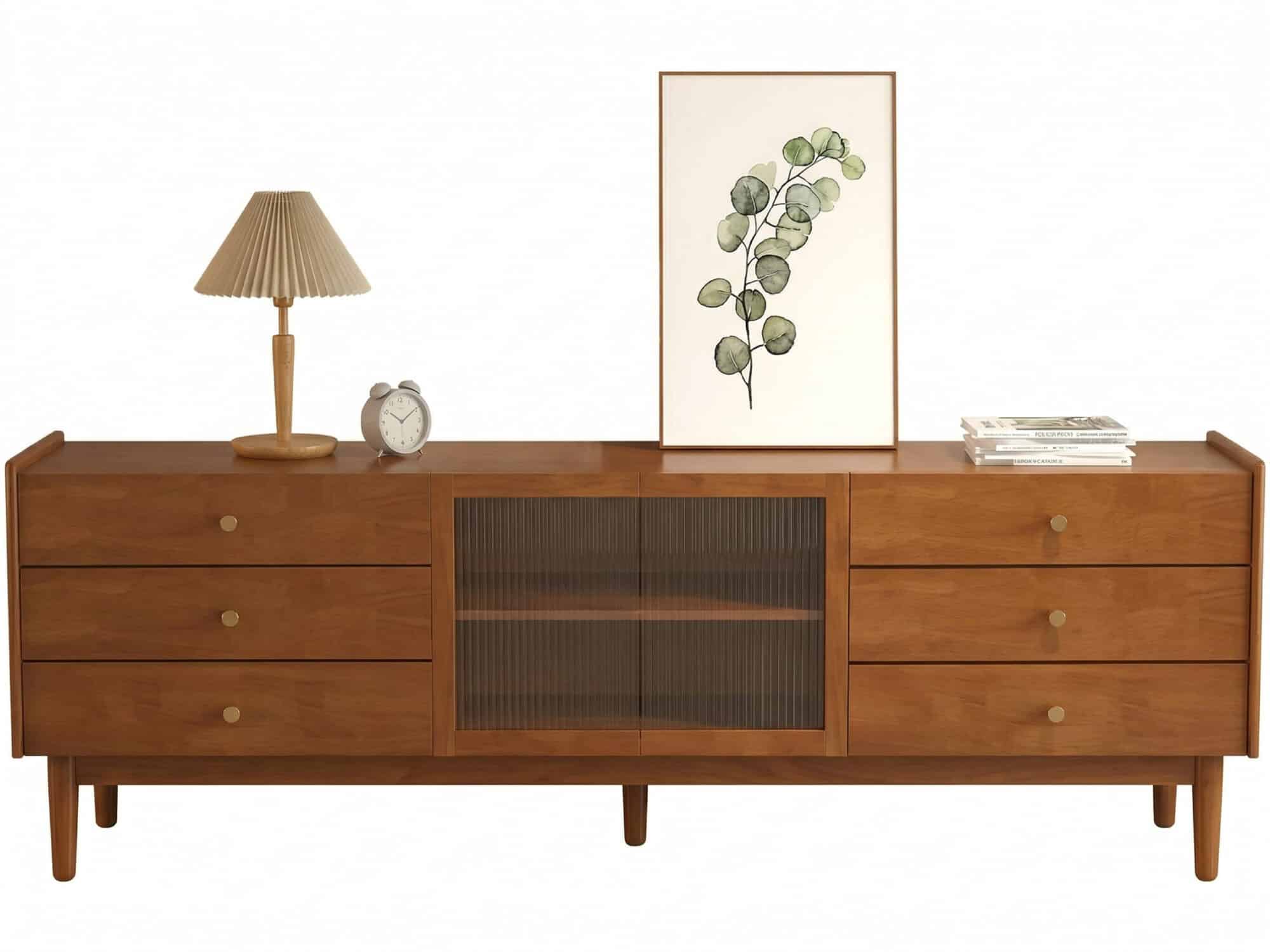 Nut-Brown Oak Medium Wood Tone TV Stand with Storage 相册图 #8 resized