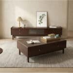 Nut-Brown Oak Medium Wood Tone TV Stand with Storage 商品主图 scene