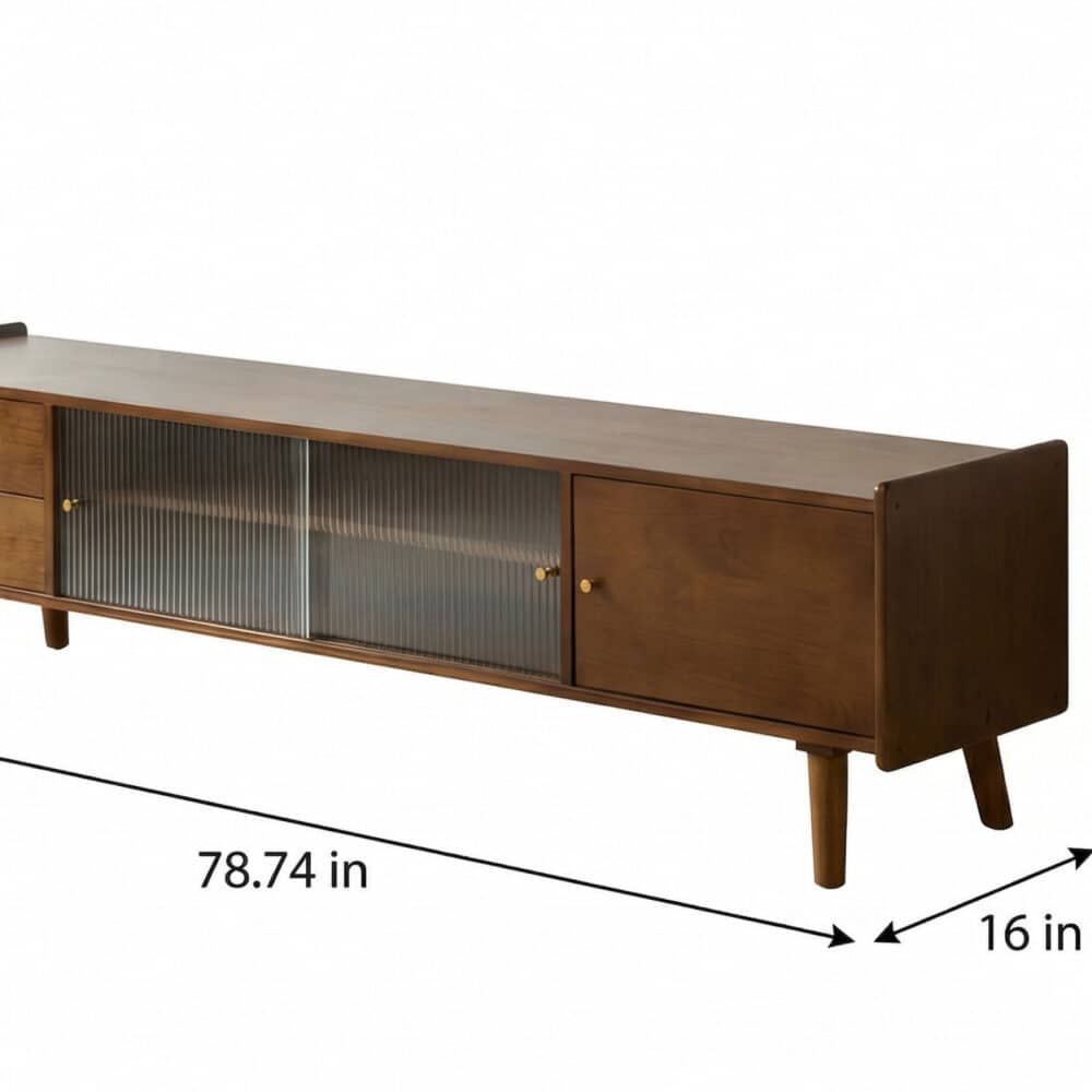 Nut-Brown Wood Drawers Open Storage TV Stand with Legs 相册图 #14 dimensions