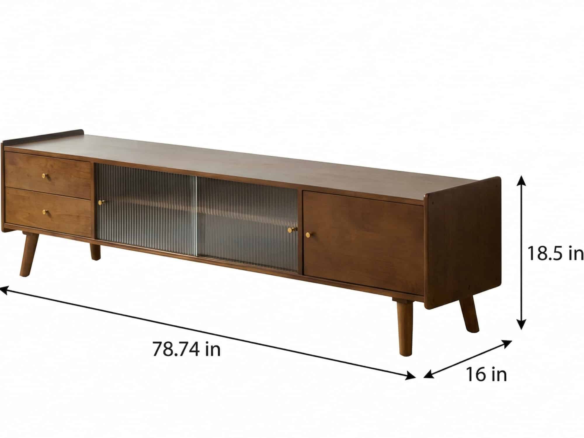 Nut-Brown Wood Drawers Open Storage TV Stand with Legs 相册图 #14 dimensions