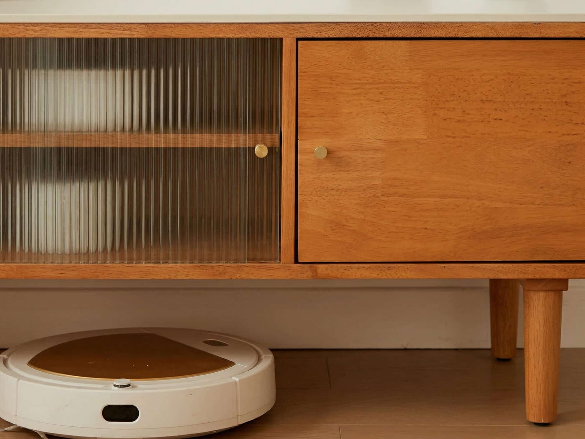 Nut-Brown Wood Drawers Open Storage TV Stand with Legs 相册图 #5 resized