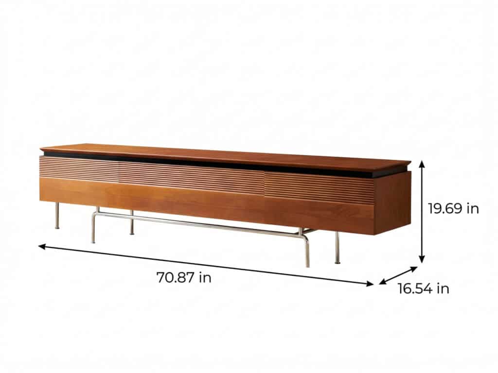 Retro Rectangular Cherry Wood Living Room TV Stand Brown 相册图 #10 dimensions