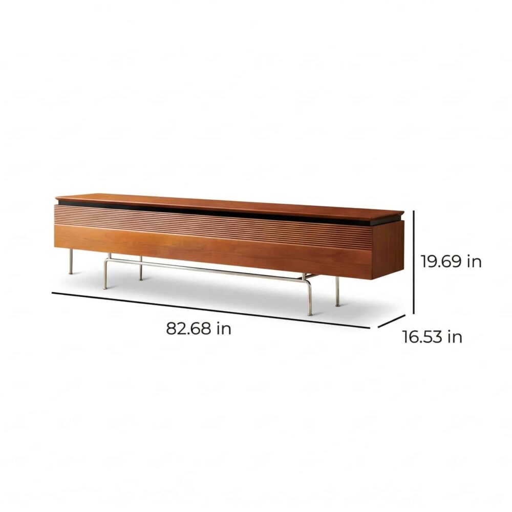 Retro Rectangular Cherry Wood Living Room TV Stand Brown 相册图 #11 dimensions