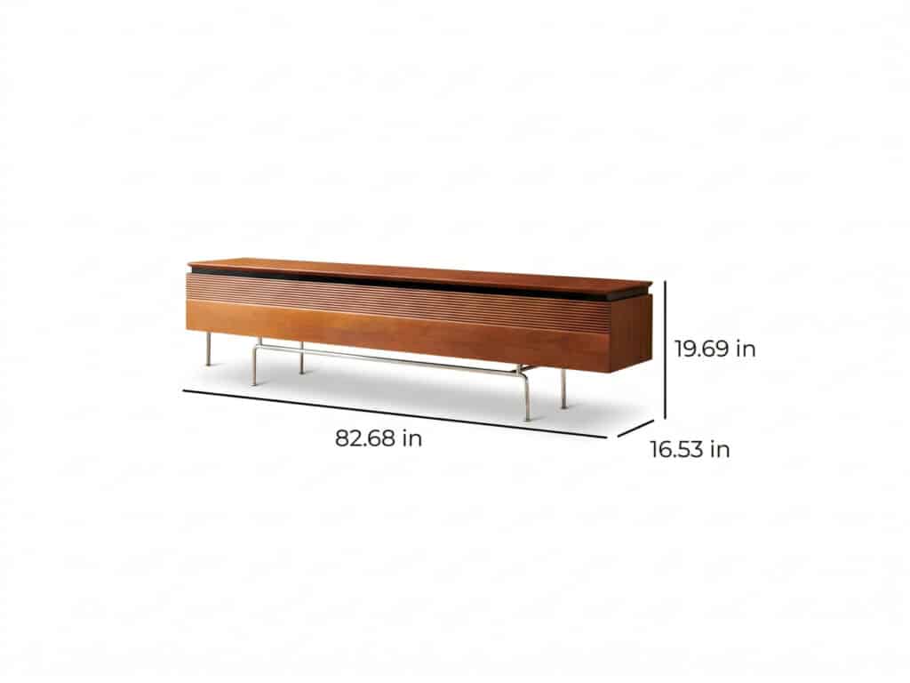 Retro Rectangular Cherry Wood Living Room TV Stand Brown 相册图 #11 dimensions