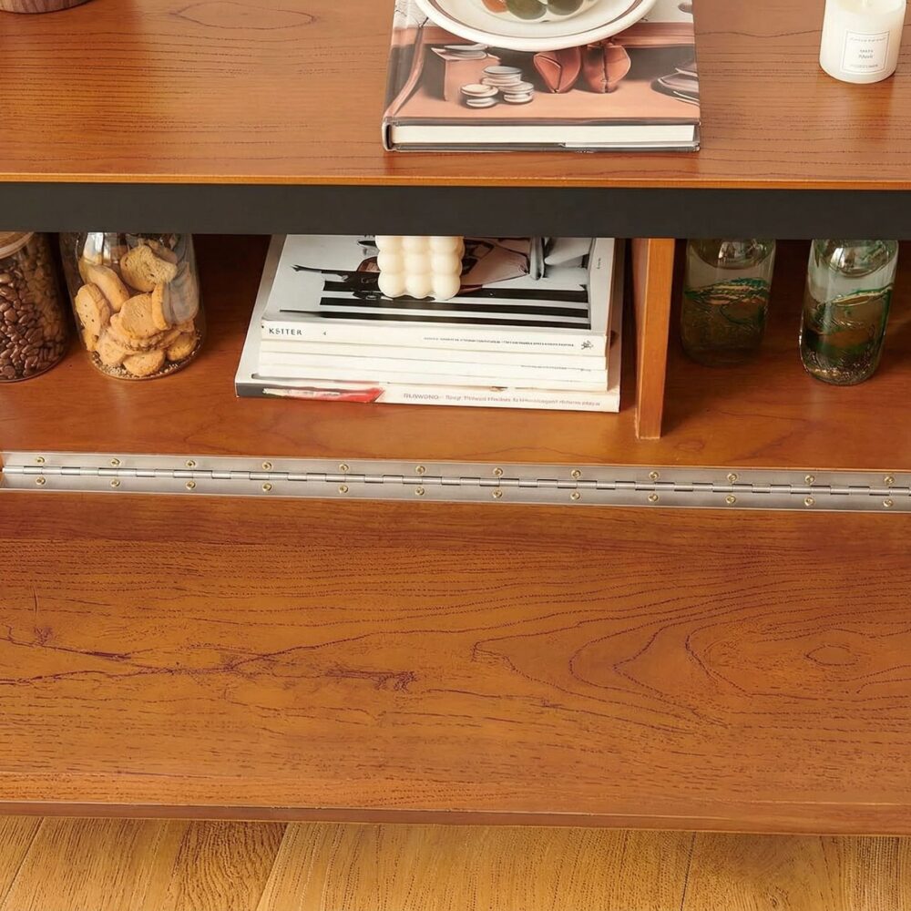 Retro Rectangular Cherry Wood Living Room TV Stand Brown 相册图 #9 resized