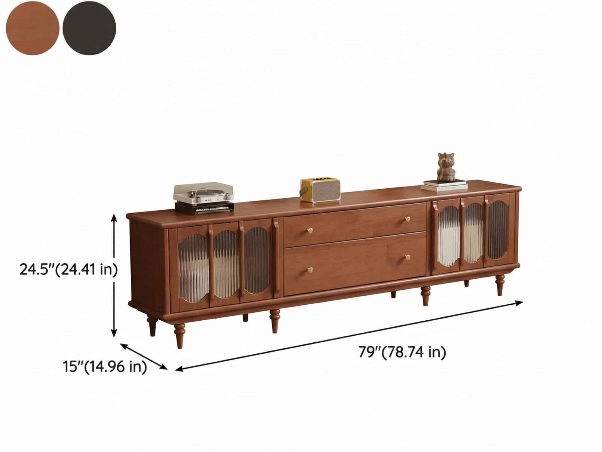 Rustic Black Wood Drawers Cabinet Long TV Stand 相册图 #12 dimensions