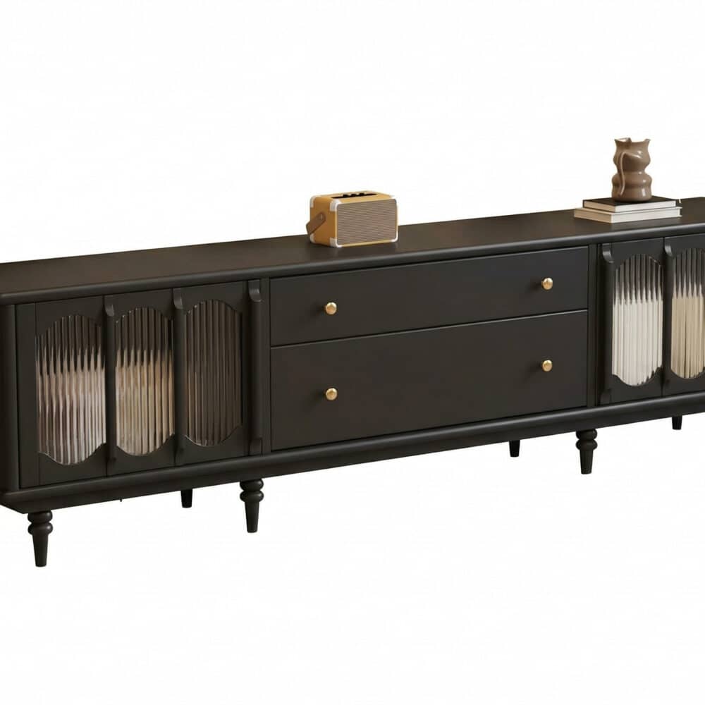 Rustic Black Wood Drawers Cabinet Long TV Stand 相册图 #2 resized