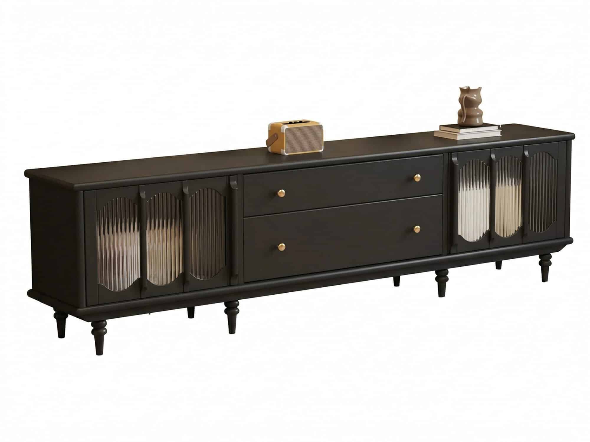 Rustic Black Wood Drawers Cabinet Long TV Stand 相册图 #2 resized