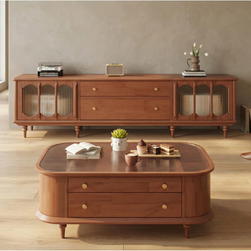 Rustic Black Wood Drawers Cabinet Long TV Stand 相册图 #3 scene