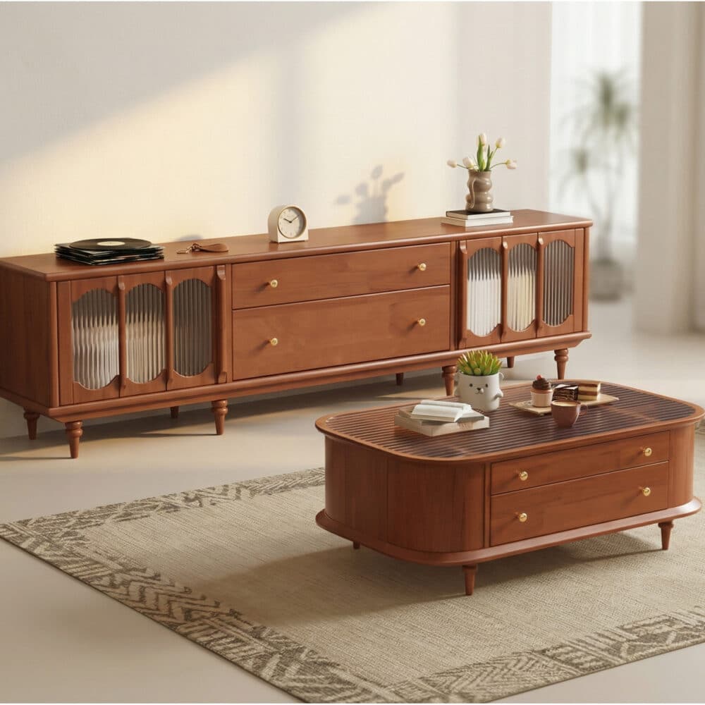 Rustic Black Wood Drawers Cabinet Long TV Stand 相册图 #5 scene
