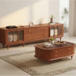 Rustic Black Wood Drawers Cabinet Long TV Stand 相册图 #5 scene