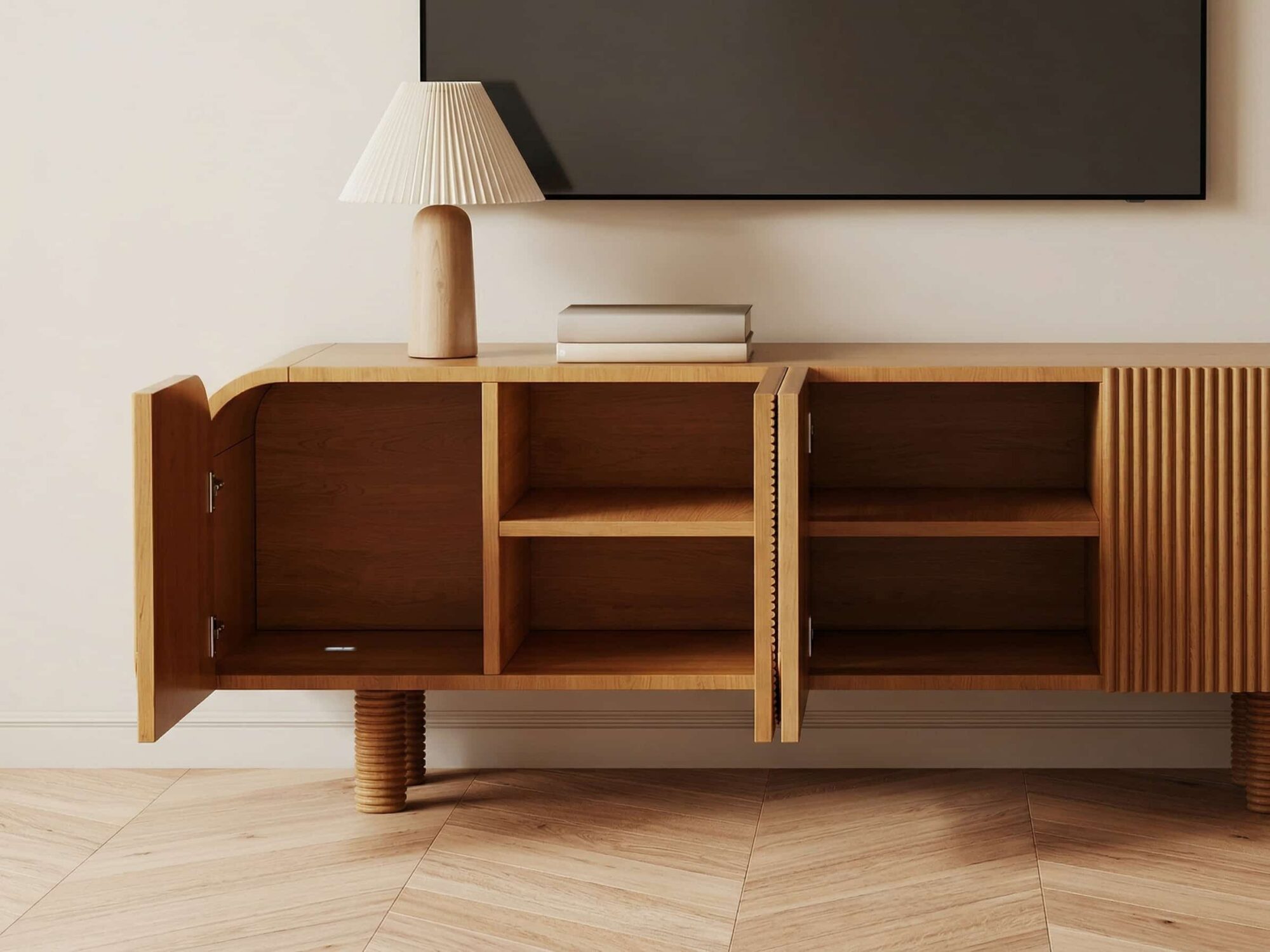 Rustic Brown Wooden Long Curved Tv Stand With Cabinet 4 6f1916cb 4110 45b0 Acb7 Ad2efdd4a08b 1