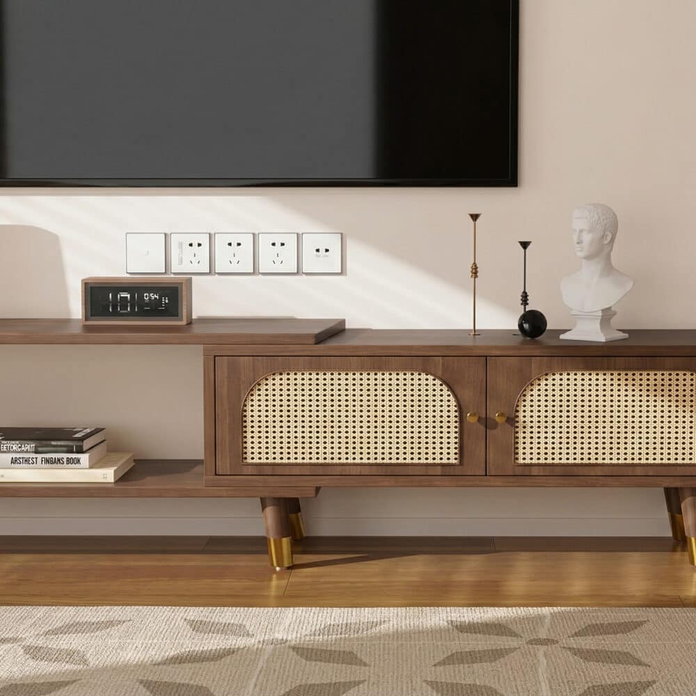 Scandinavian Black Rectangle Shelves Cabinet TV Stand 相册图 #8 resized