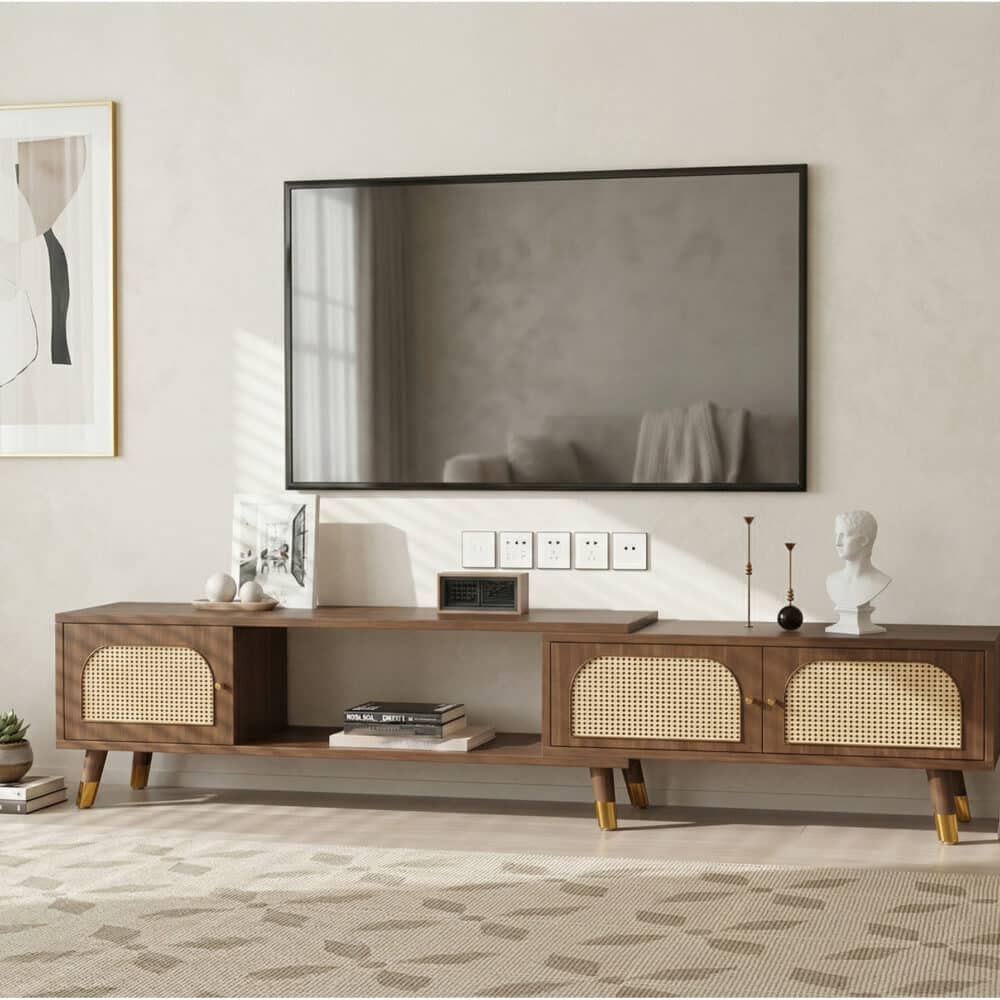 Scandinavian Black Rectangle Shelves Cabinet TV Stand 相册图 #1 scene