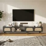 Scandinavian Black Rectangle Shelves Cabinet TV Stand 相册图 #2 scene