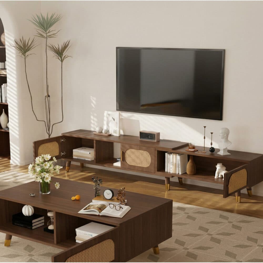 Scandinavian Black Rectangle Shelves Cabinet TV Stand 相册图 #6 scene