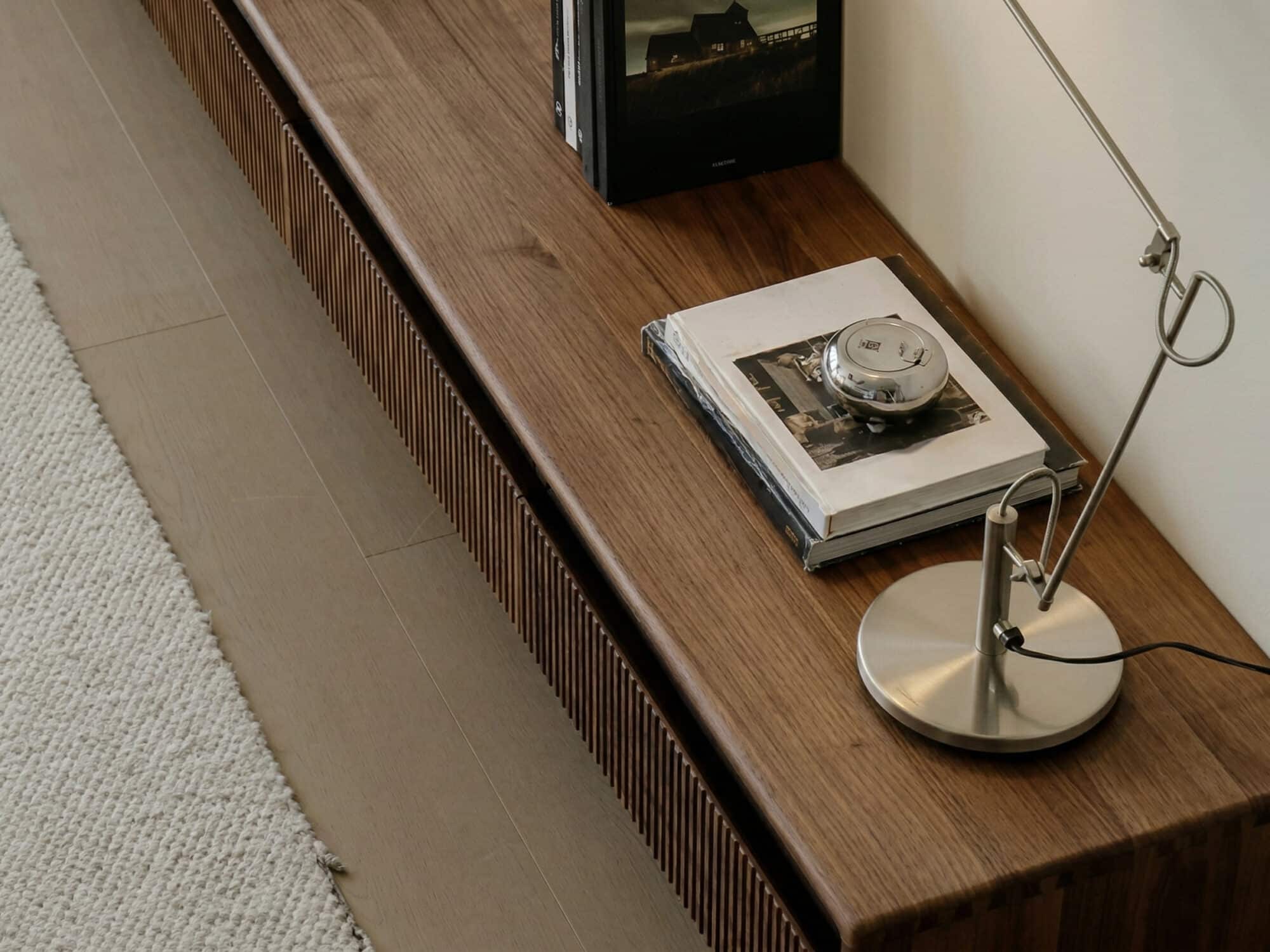 Scandinavian Brown Walnut Long TV Stand with Drawers 相册图 #3 resized