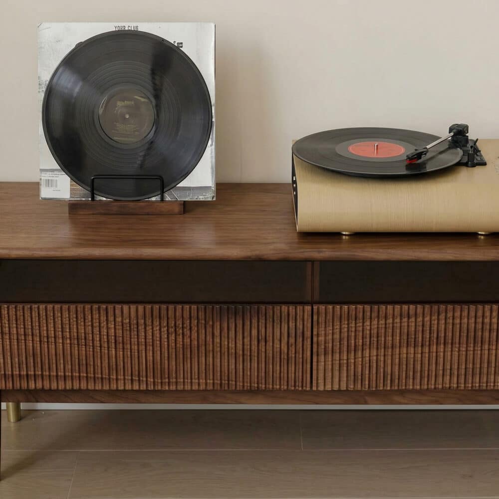 Scandinavian Brown Walnut Long TV Stand with Drawers 相册图 #5 resized