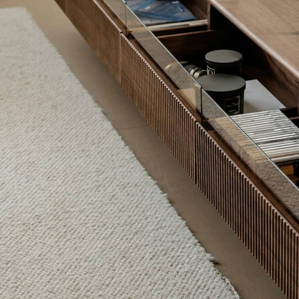 Scandinavian Brown Walnut Long TV Stand with Drawers 相册图 #9 resized