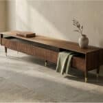 Scandinavian Brown Walnut Long TV Stand with Drawers 相册图 #4 scene