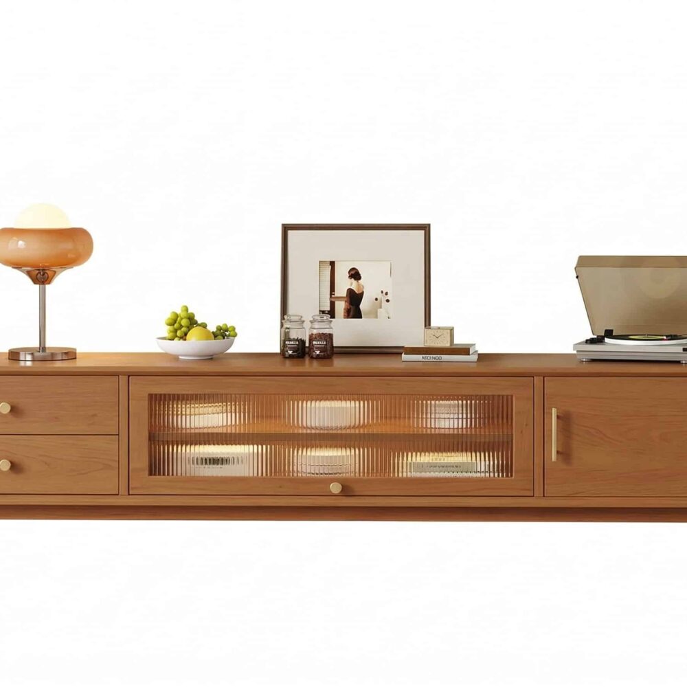 Scandinavian Natural Wood Cabinet Drawers Tv Stand 3
