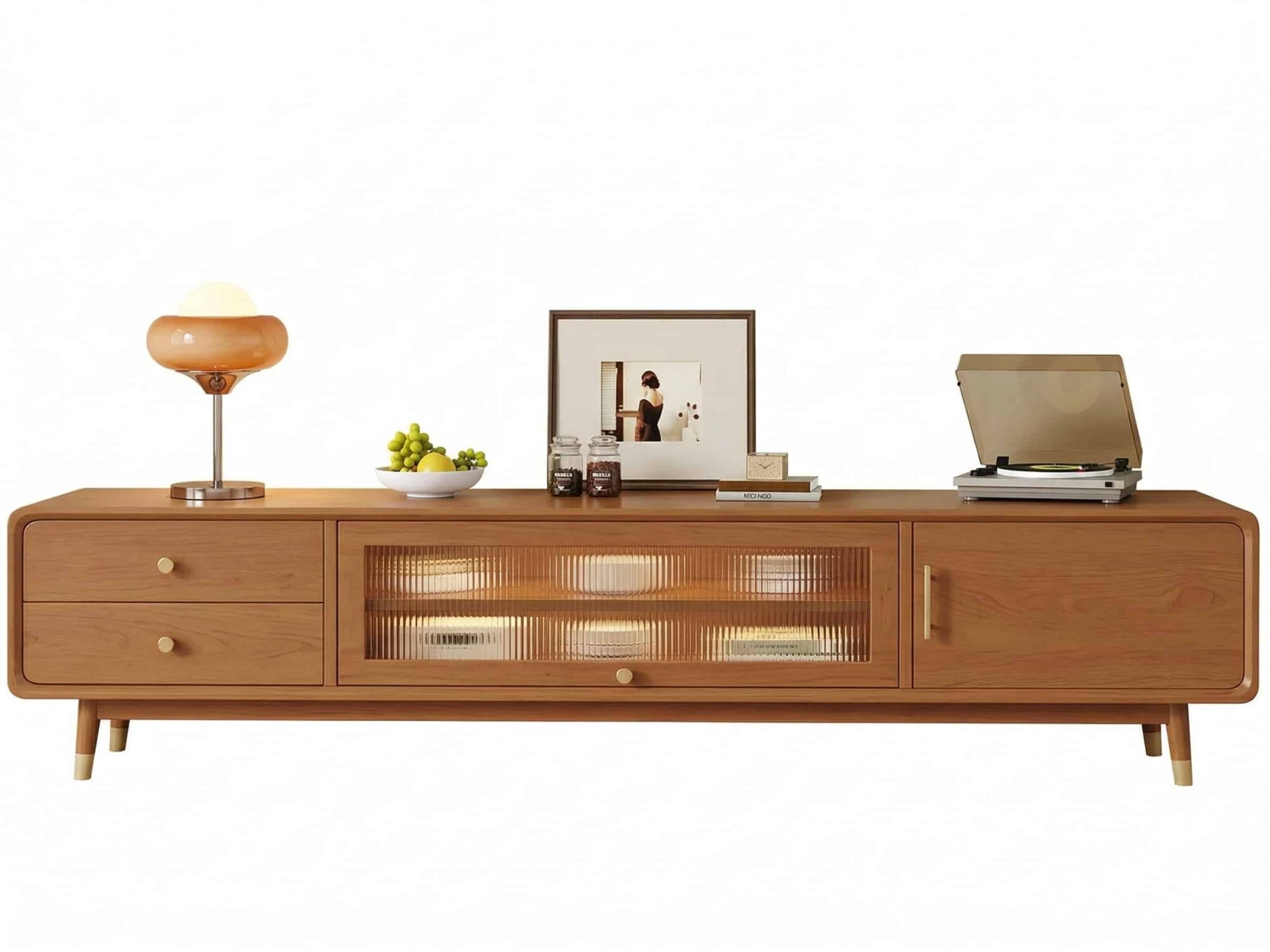 Scandinavian Natural Wood Cabinet Drawers Tv Stand 3
