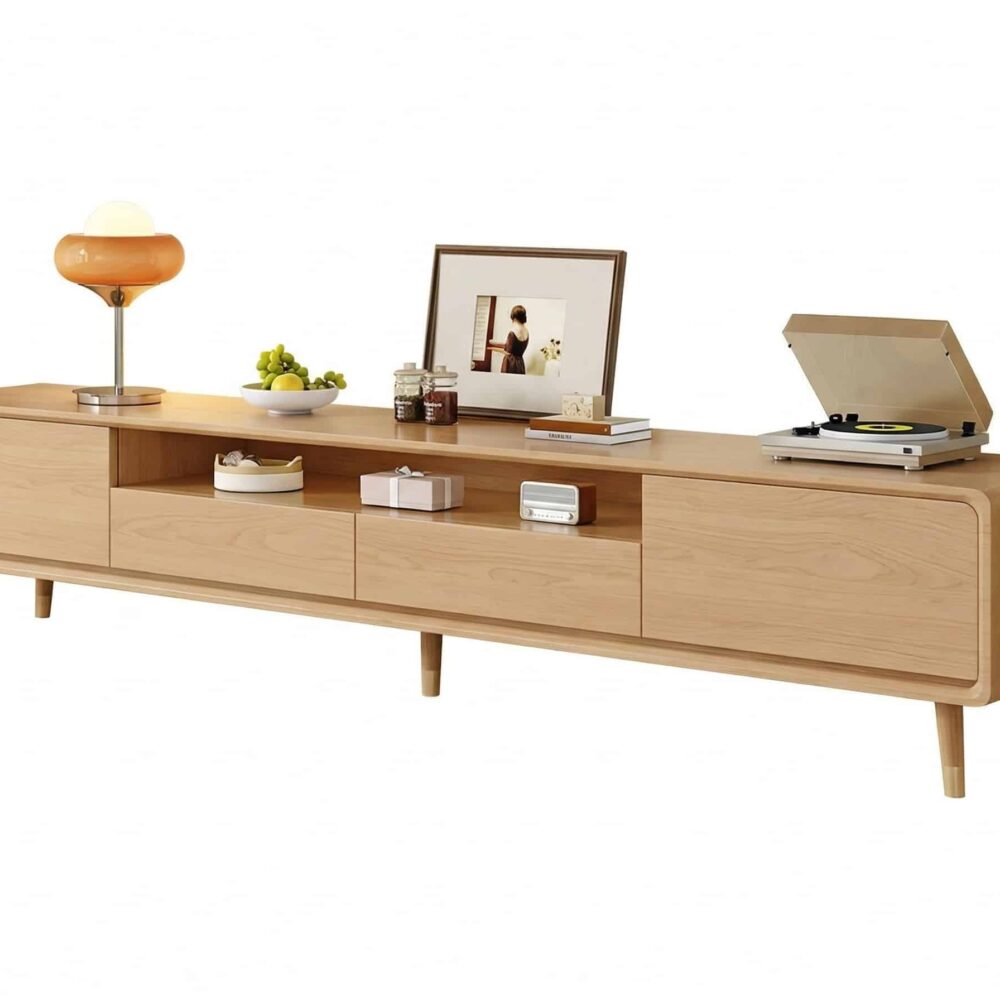 Scandinavian Natural Wood Cabinet Drawers Tv Stand 5