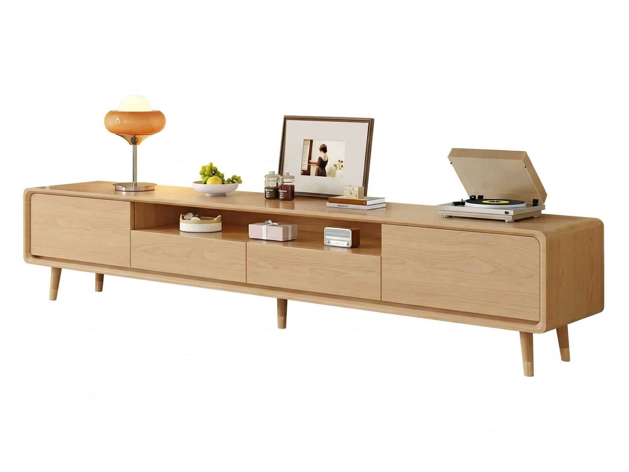 Scandinavian Natural Wood Cabinet Drawers Tv Stand 5