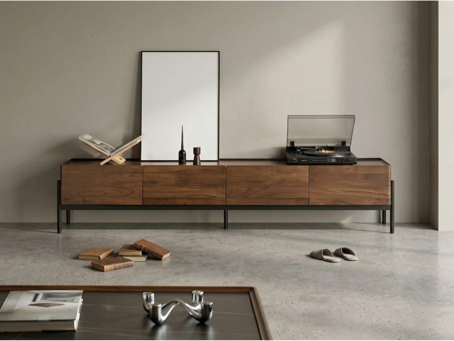 Scandinavian Walnut Sideboard With Drawers Tv Stand 1
