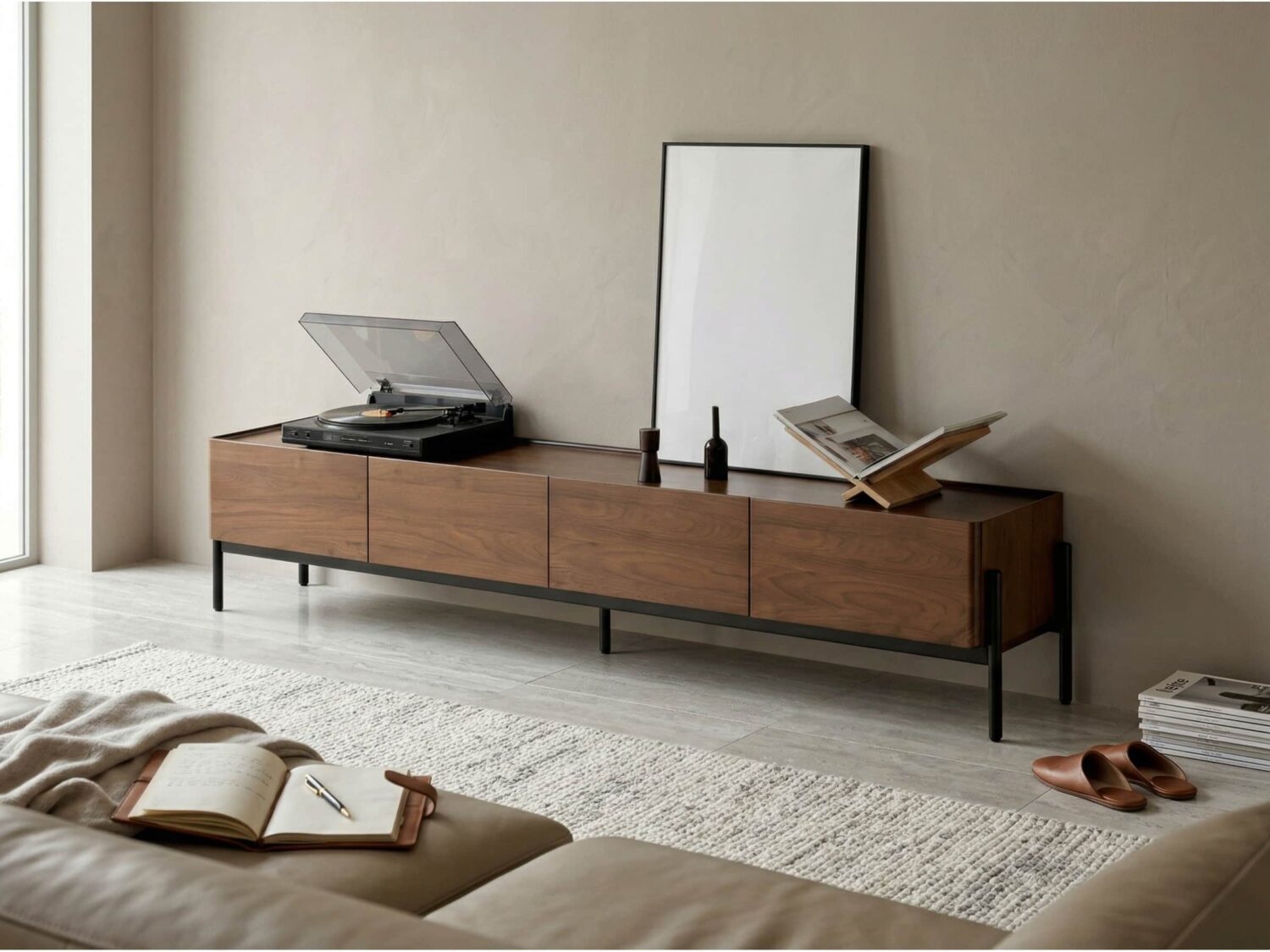 Scandinavian Walnut Sideboard With Drawers Tv Stand 3