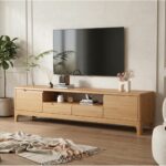 Scandinavian Wood Tv Stand With Storage Drawers 3