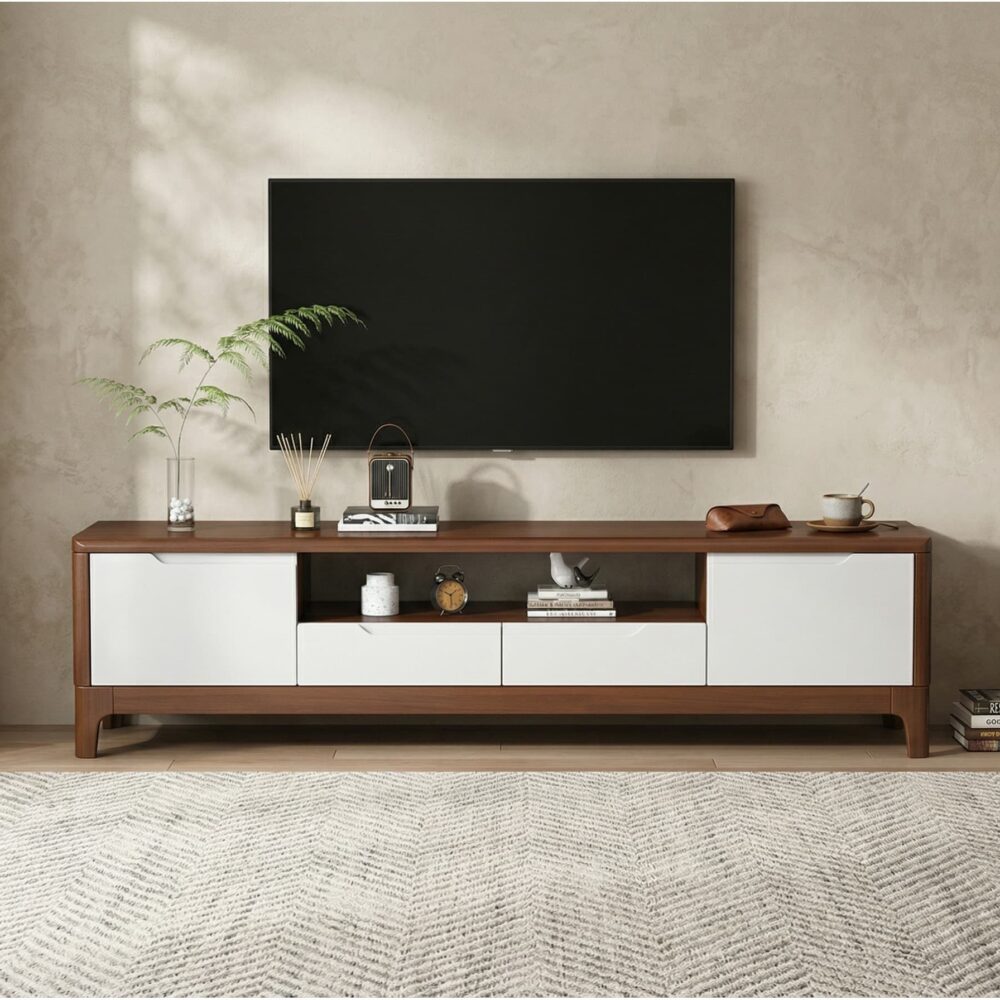 Scandinavian Wood Tv Stand With Storage Drawers 5