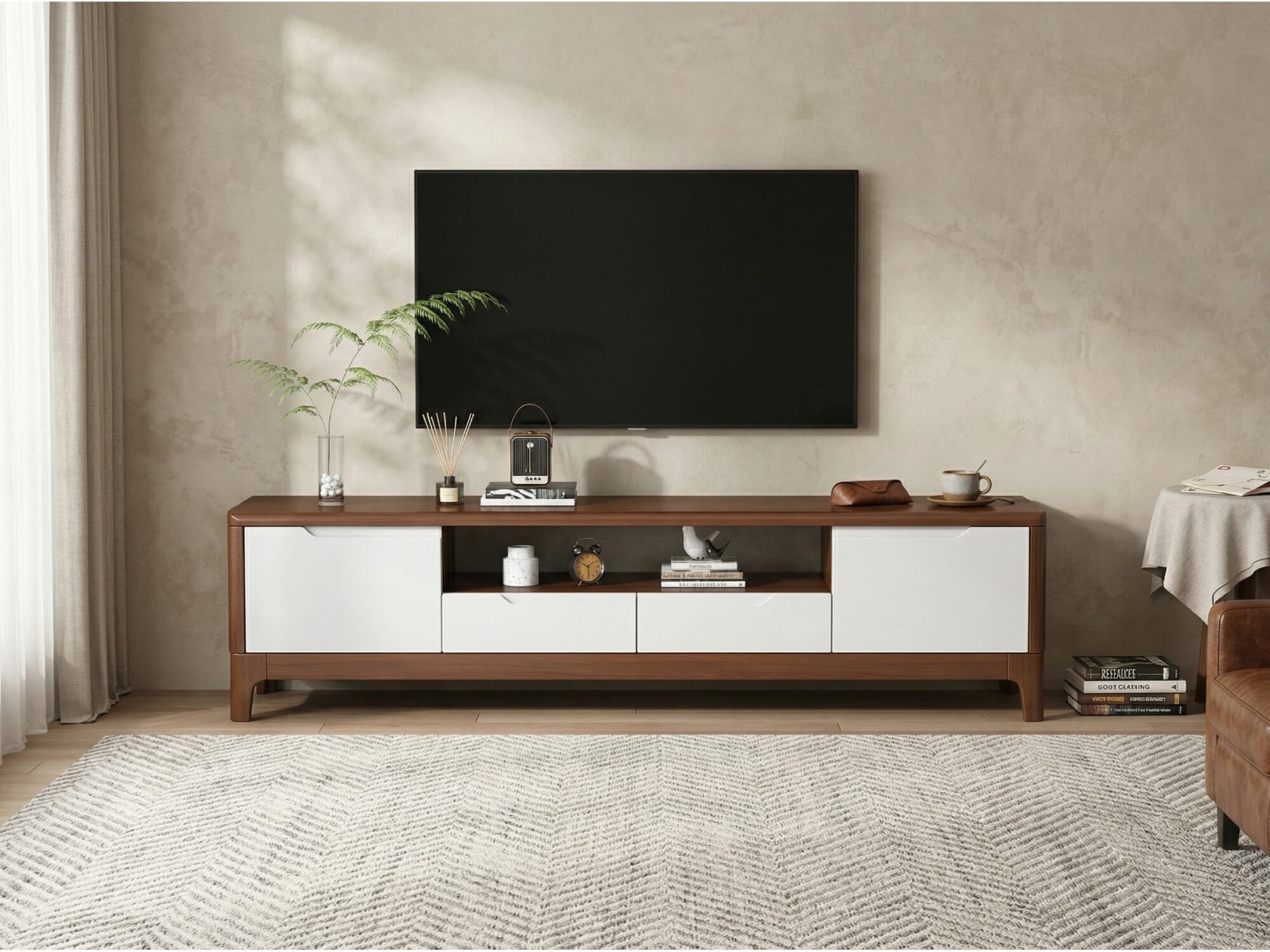 Scandinavian Wood Tv Stand With Storage Drawers 5