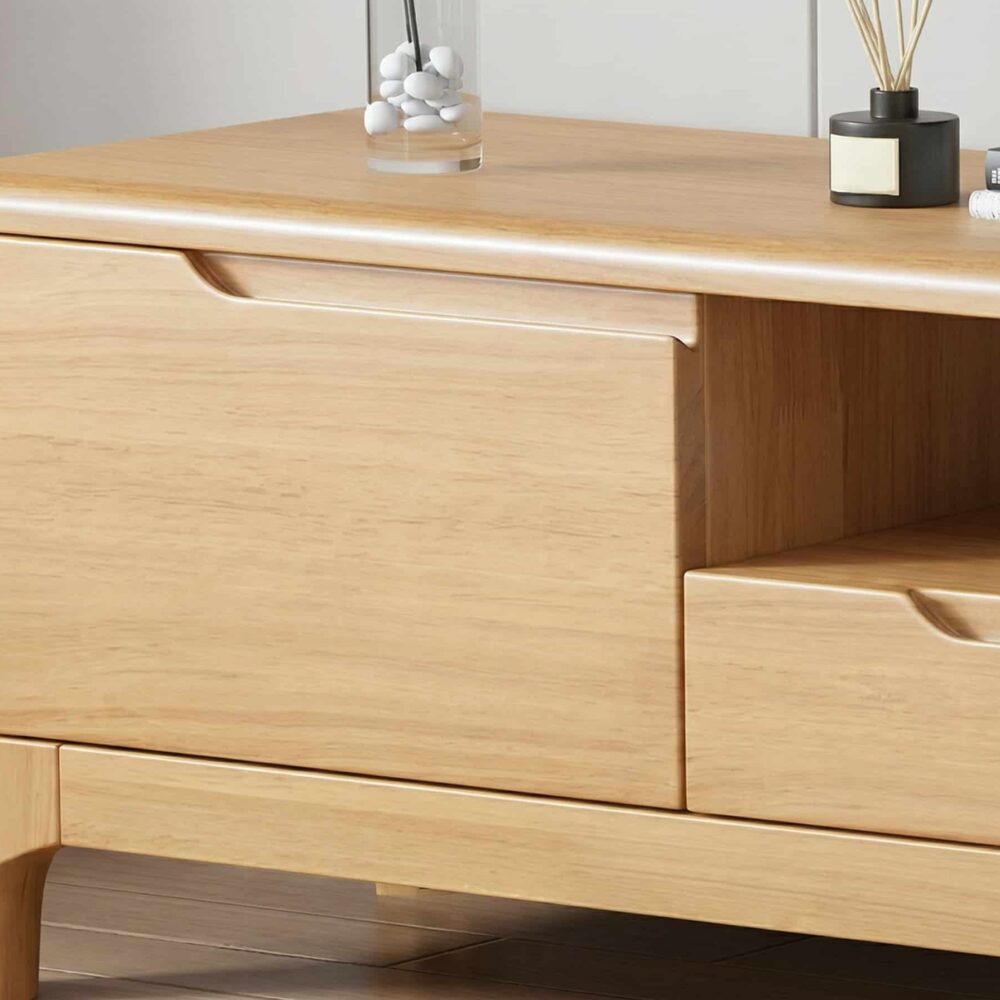 Scandinavian Wood Tv Stand With Storage Drawers 6