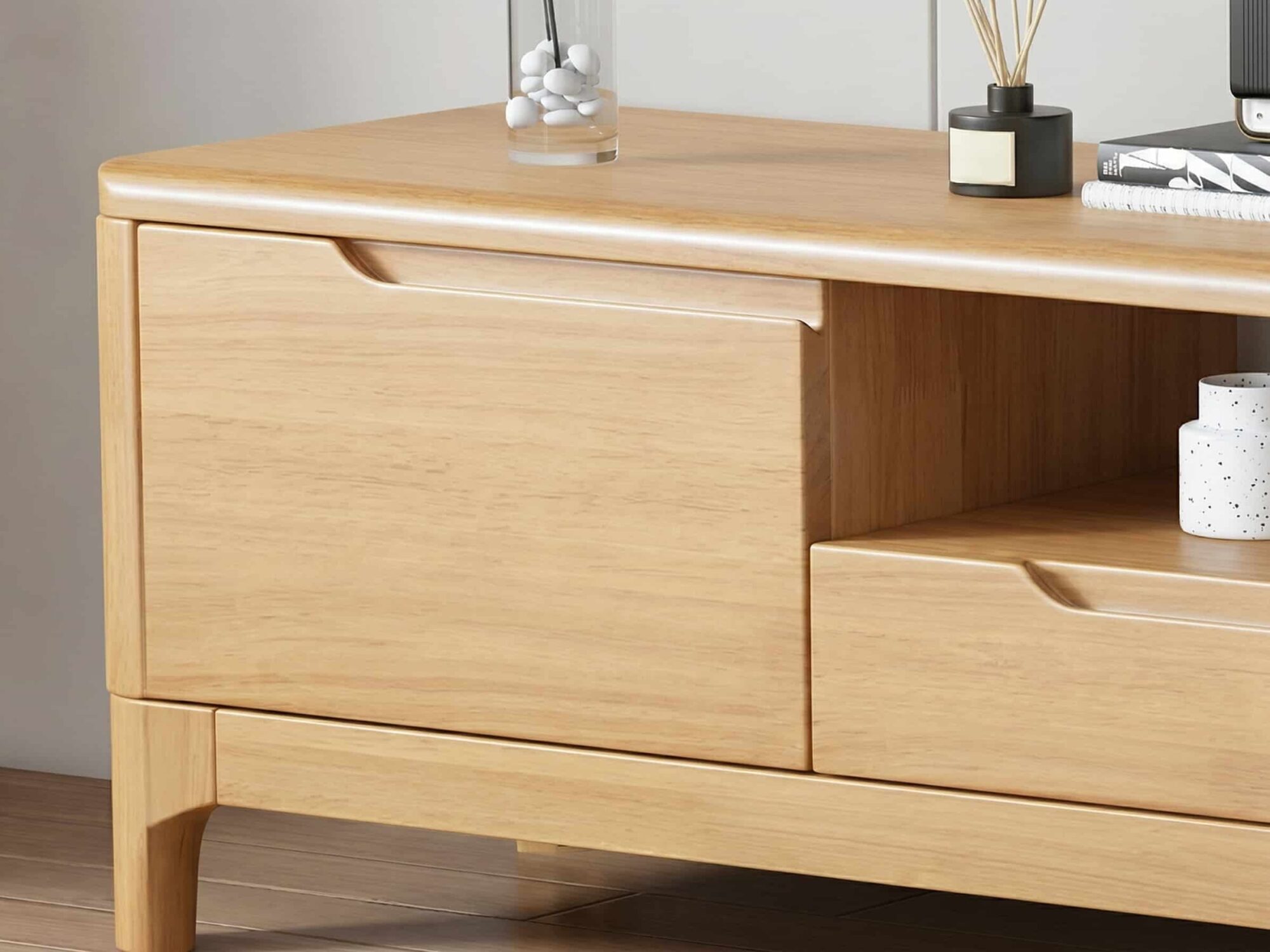 Scandinavian Wood Tv Stand With Storage Drawers 6